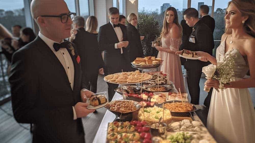 Elegant wedding reception with private chef catering in Australia, showcasing gourmet food and upscale event service.