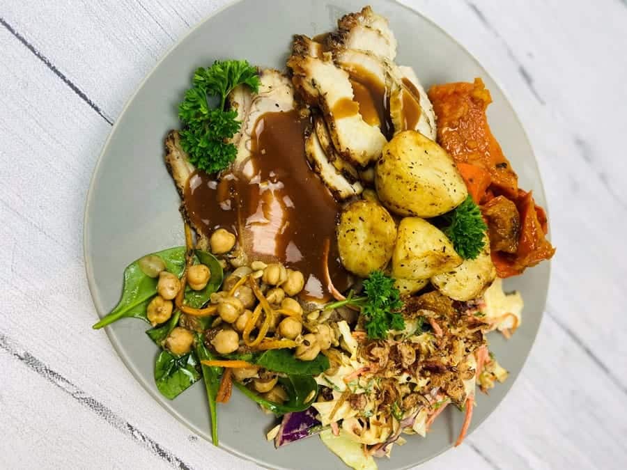 Gourmet Australian meal with roast beef, vegetables, and salad from Your Private Chef service.